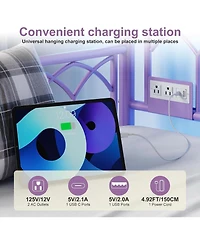 gaomon Daybed with Trundle, Metal Twin Trundle Bed with Charging Station & Led Lights, Sofa Beds Frame with Pull Out Bed for Living Room, Guest Room.