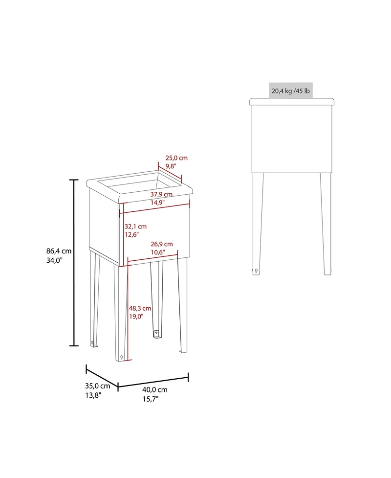 Fm Furniture Katy Compact Utility Sink with Metal Legs for Laundry Room