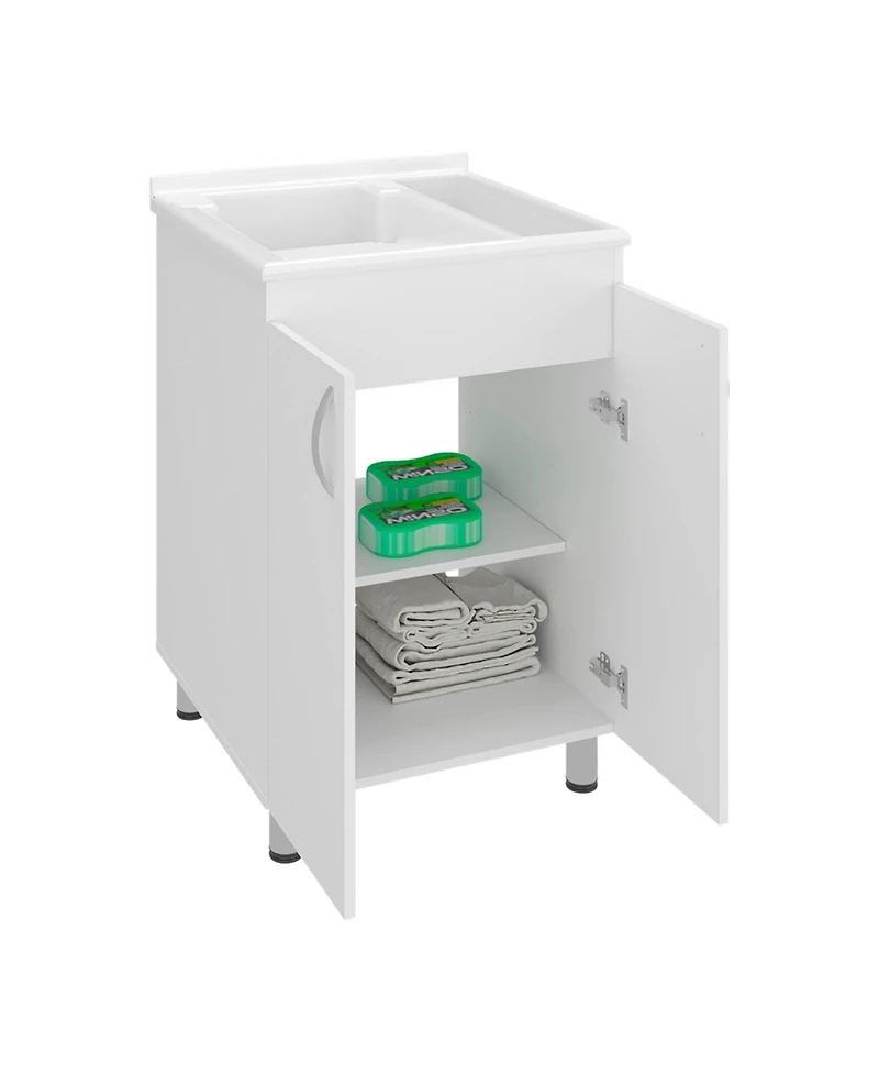 Fm Furniture Demolotion Utility Sink Cabinet with Dual Compartments and Storage, Modern Design