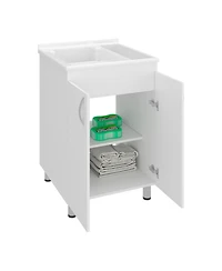 Fm Furniture Demolotion Utility Sink Cabinet with Dual Compartments and Storage, Modern Design