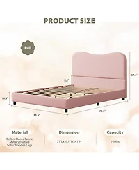 gaomon Platform Bed Metal Frame Sherpa Fabric Upholstered Headboard Wooden Slats No Box Spring No Noise