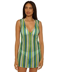 Becca Women's Island Waves Crochet V-Neck Cover-Up Dress