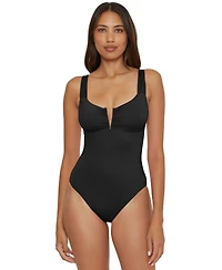 Becca Women's V-Neck One-Piece Swimsuit