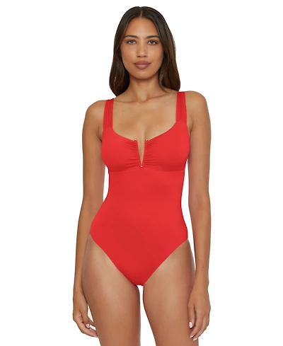 Becca Women's V-Neck One-Piece Swimsuit