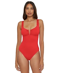 Becca Women's V-Neck One-Piece Swimsuit