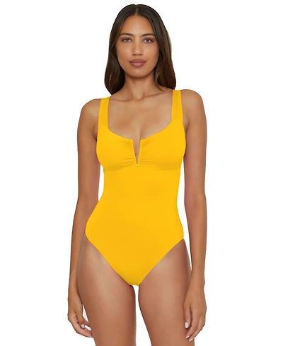 Becca Women's V-Neck One-Piece Swimsuit