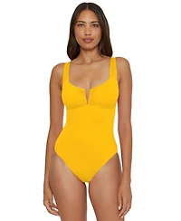 Becca Women's V-Neck One-Piece Swimsuit