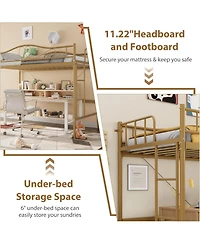 gaomon Metal Loft Bed with Ladder Guardrail Heavy Duty 400 Lbs No Box Spring Easy Assembly Space-Saving