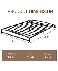 gaomon Low Profile Metal Platform Bed Frame- 6 Inch Heavy Duty- Mattress Foundation- Noise-Free- No Box Spring Needed- Easy Assembly