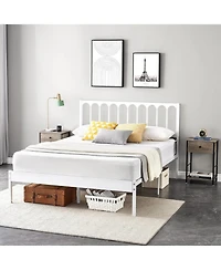 gaomon Queen Bed Frame Wave Headboard Under Bed Storage Heavy Duty Steel Slats Noise-Free Platform No Box Spring Easy Assembly