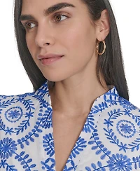 Jessica Howard Women's Printed Collared Short Dress