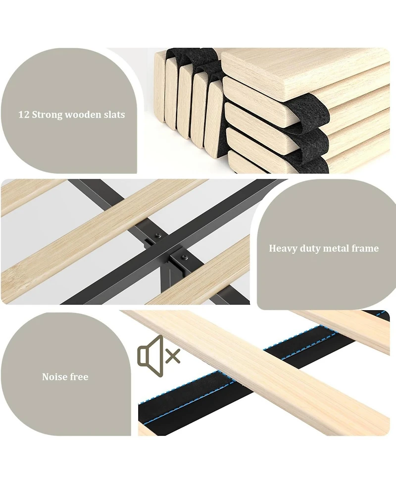 gaomon Pu Leather Upholstered Bed Frame with 4 Storage Drawers, Usb Charging Station & Led Lights