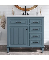 Sillysis 36" Bathroom Vanity with Ceramic Sink, Flip Drawers and Adjustable Shelf