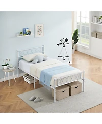 gaomon Bed Frame Metal Platform with Headboard Footboard Strong Slats Under Storage No Box Spring Easy