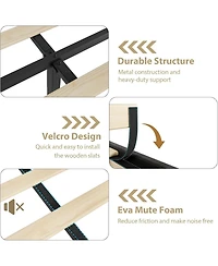 gaomon Bed Frame Velvet Tall Headboard Upholstered Platform Bed Wooden Slats Support No Box Spring Easy Assembly.