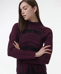 Leem Women's Geometric Jacquard Fitted Knit Top