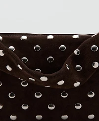 Mango Women's Suede Studded Shoulder Bag