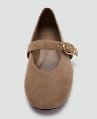Mango Women's Suede Leather Ballet Flats