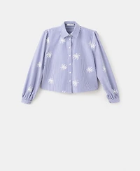 Mango Women's Embroidery Striped Shirt