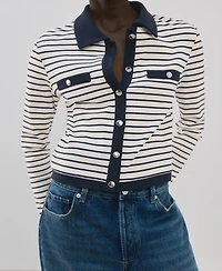 Mango Women's Jewel Buttons Striped Cardigan