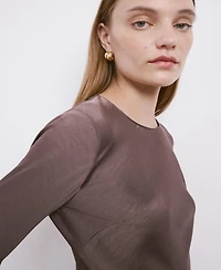 Mango Women's Long Satin Textured Dress