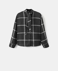 Mango Women's Check Pattern and Foulard Collar Blouse