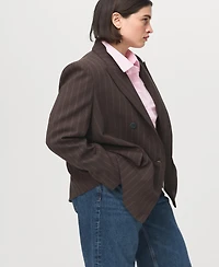 Mango Women's Double-Breasted Pinstripe Suit Blazer