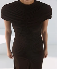 Mango Women's Gathered Body Flared Dress