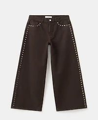 Mango Women's Wide Leg Studded Jeans