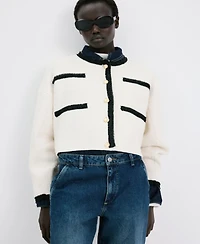 Mango Women's Contrasting Ribbed Cardigan