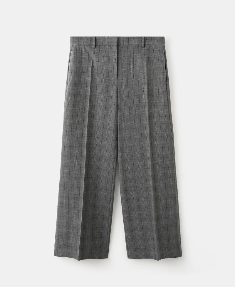 Mango Women's Wide Leg Check Suit Trousers