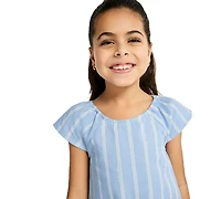 Calvin Klein Girls' 4-6X Striped Denim Tunic and Capri Leggings, 2-Piece Set