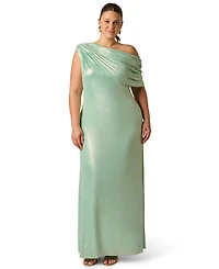 Adrianna Plus Size Foiled One-Shoulder Ball Gown