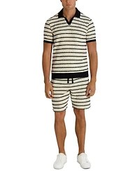 Karl Lagerfeld Paris Men's Short-Sleeve Stripe Knit Polo Shirt