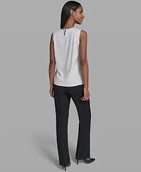 Karl Lagerfeld Paris Women's Crew Neck Sleeveless Blouse