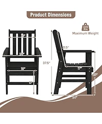 Gymax Patio Dining Chairs Set of 4 w/Wide Armrests Curved Seat Wood Grain for Backyard