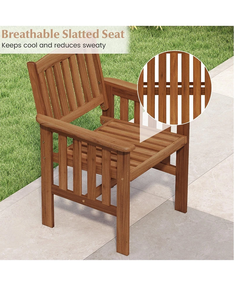 Gymax Patio Dining Chairs Set of 4 w/Slatted Backrest Seat for Balcony Poolside Porch