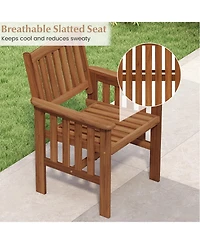 Gymax Patio Dining Chairs Set of 4 w/Slatted Backrest Seat for Balcony Poolside Porch