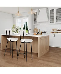 gaomon Bar Stool Chairs Set of 2, Modern Upholstered Counter Height Barstools with Round Seat, Armless Bar Chair