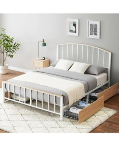 Gaomon Queen Size Bed Frame With 4 Storage Drawers Platform Bed Frame With Headboard Footboard Mattress Foundation With Steel Slats Support