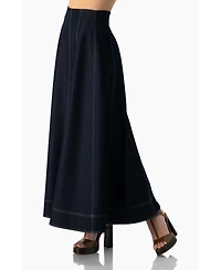 Ivonne Women's Wide Denim Midi Skirt