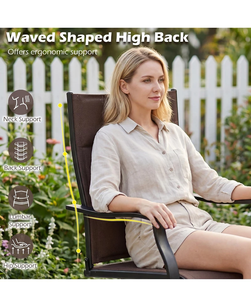 Gymax Padded Patio Swivel Chairs Set of 2 Ergonomic Outdoor Dining w/High Back