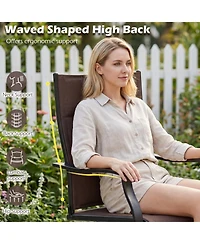 Gymax Padded Patio Swivel Chairs Set of 2 Ergonomic Outdoor Dining w/High Back