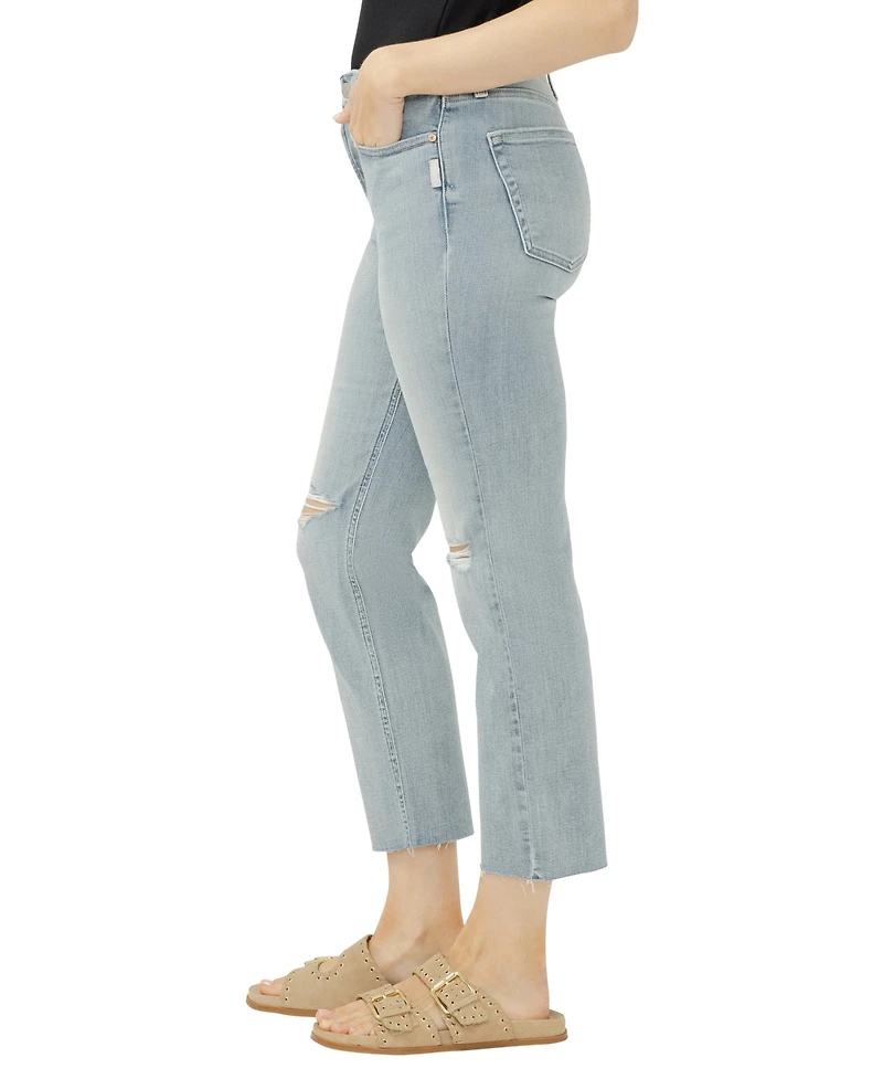 Silver Jeans Co. Women's Most Wanted Mid-Rise Cropped Straight-Leg Luxe Stretch