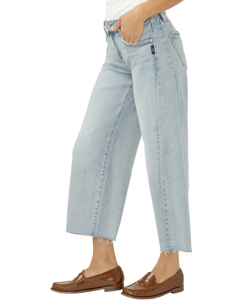 Silver Jeans Co. Women's Suki Mid-Rise Cropped Wide-Leg