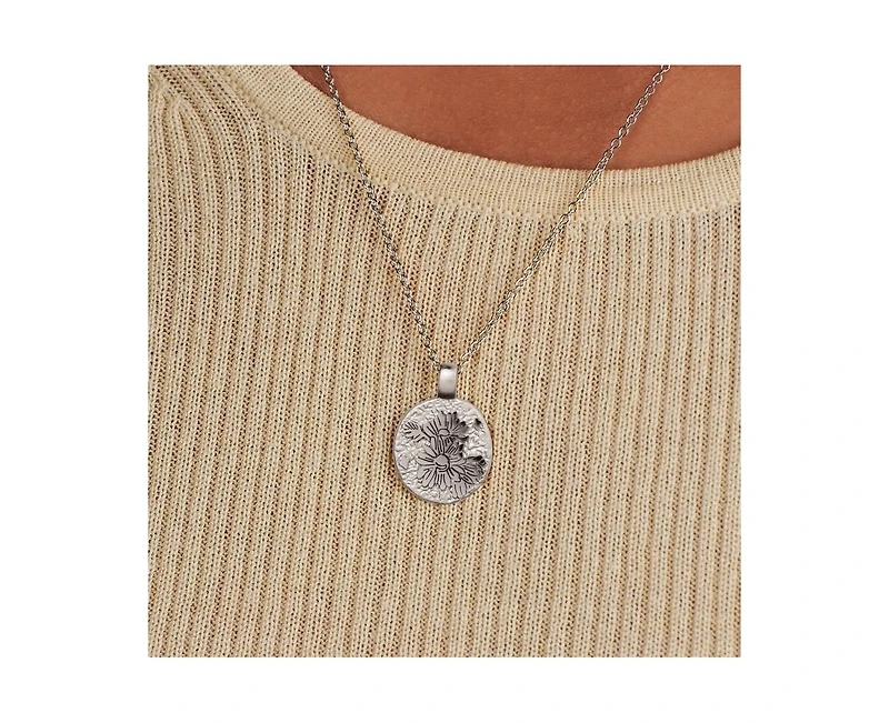 Little Sky Stone Birth Flower Silver Pendant Necklace