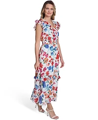 Jessica Howard Petite Printed Smocked-Waist Midi Dress