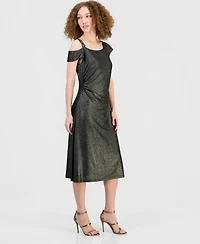 Connected Women's Off-The-Shoulder Stone Medallion Dress