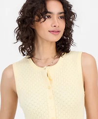 Madden Girl Juniors' Pointelle Knit Crewneck Cropped Vest