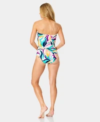Anne Cole Women's Twist-Front Shirred Bandeau Neck One-Piece Swimsuit